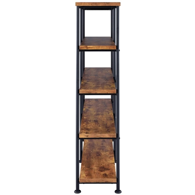 Pemberly Row Modern 4-Shelf Open Farmhouse Wood Bookcase in Nutmeg