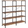 Pemberly Row Modern 4-Shelf Open Farmhouse Wood Bookcase in Nutmeg