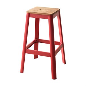 Pemberly Row Modern / Contemporary Bar Stool in Natural and Red