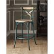 Pemberly Row Armless Bar Stool with Wooden Seat in Antique Sky and Antique Oak