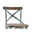 Pemberly Row Armless Bar Stool with Wooden Seat in Antique Sky and Antique Oak