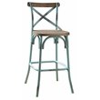 Pemberly Row Armless Bar Stool with Wooden Seat in Antique Sky and Antique Oak