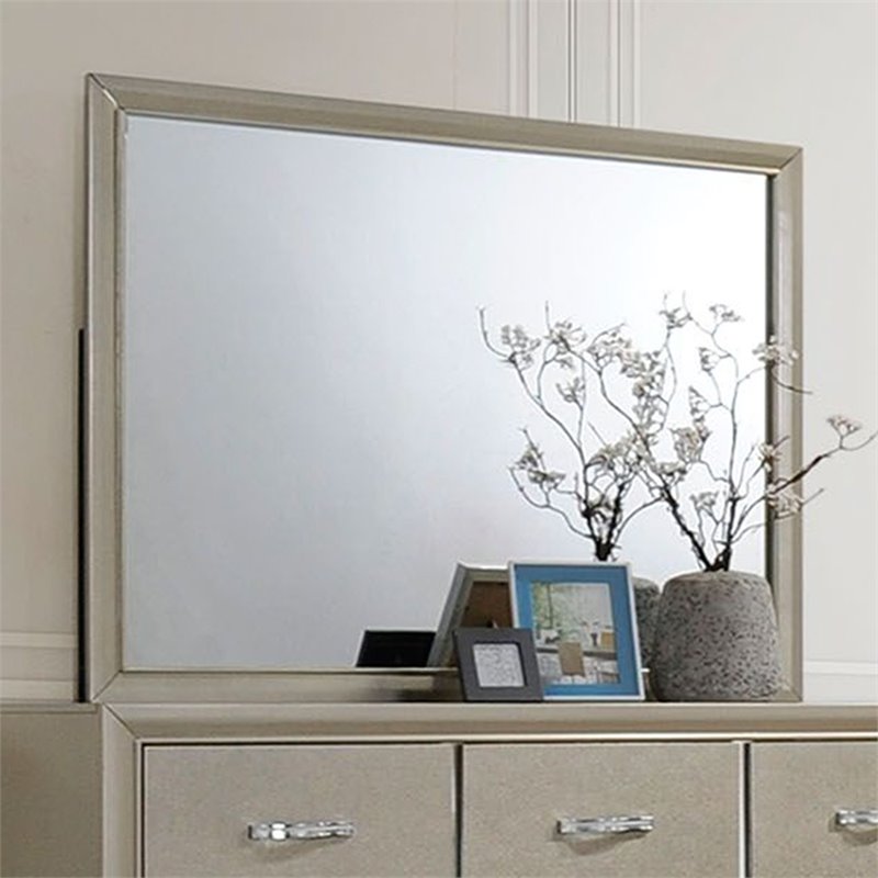 Pemberly Row Modern / Contemporary Mirror in Champagne Finish