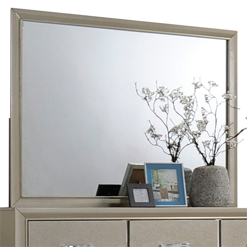 Pemberly Row Modern / Contemporary Mirror in Champagne Finish
