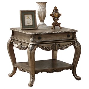 Pemberly Row 1 Drawer Wooden End Table with Bottom Shelf in Vintage Oak