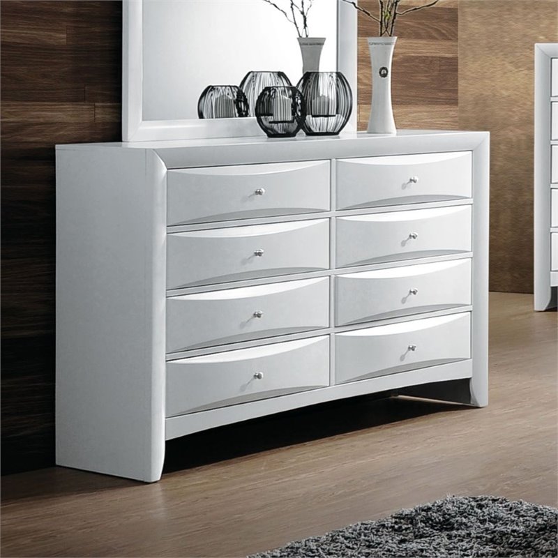 Pemberly Row Modern / Contemporary Wood Dresser in White Finish