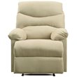Pemberly Row Upholstered Motion Recliner in Beige Microfiber