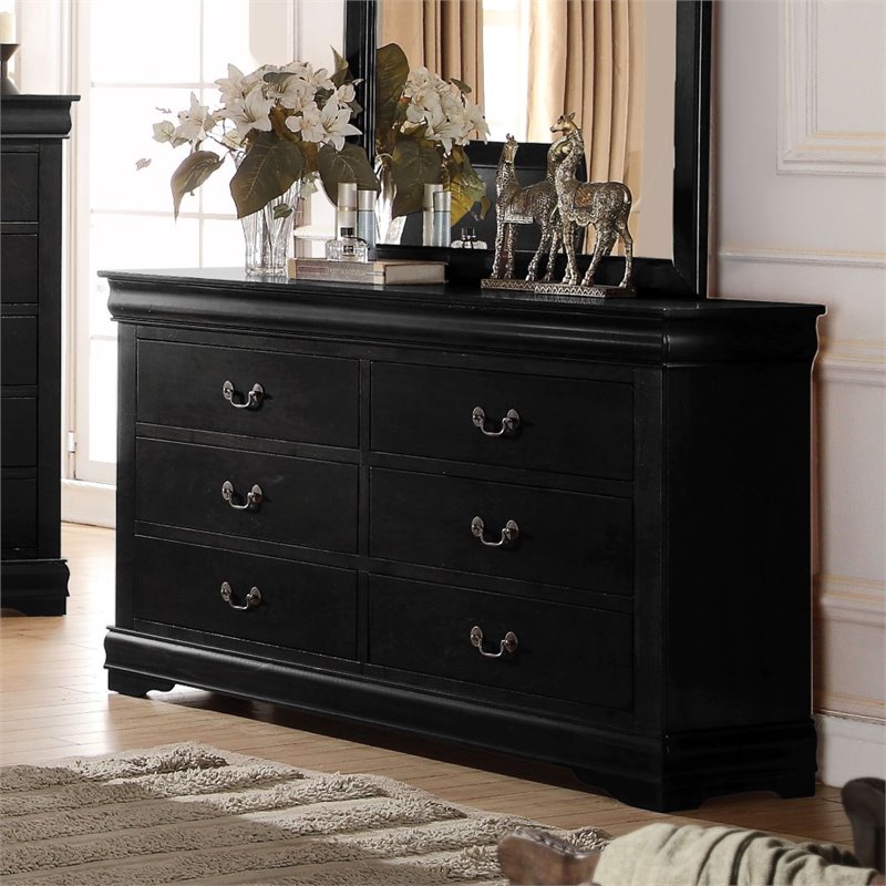 Pemberly Row Modern / Contemporary 6 Drawers Dresser in Black