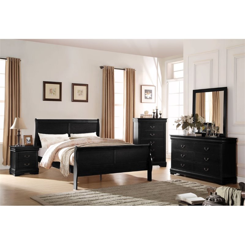Pemberly Row Modern / Contemporary 6 Drawers Dresser in Black