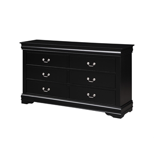 Pemberly Row Modern / Contemporary 6 Drawers Dresser in Black