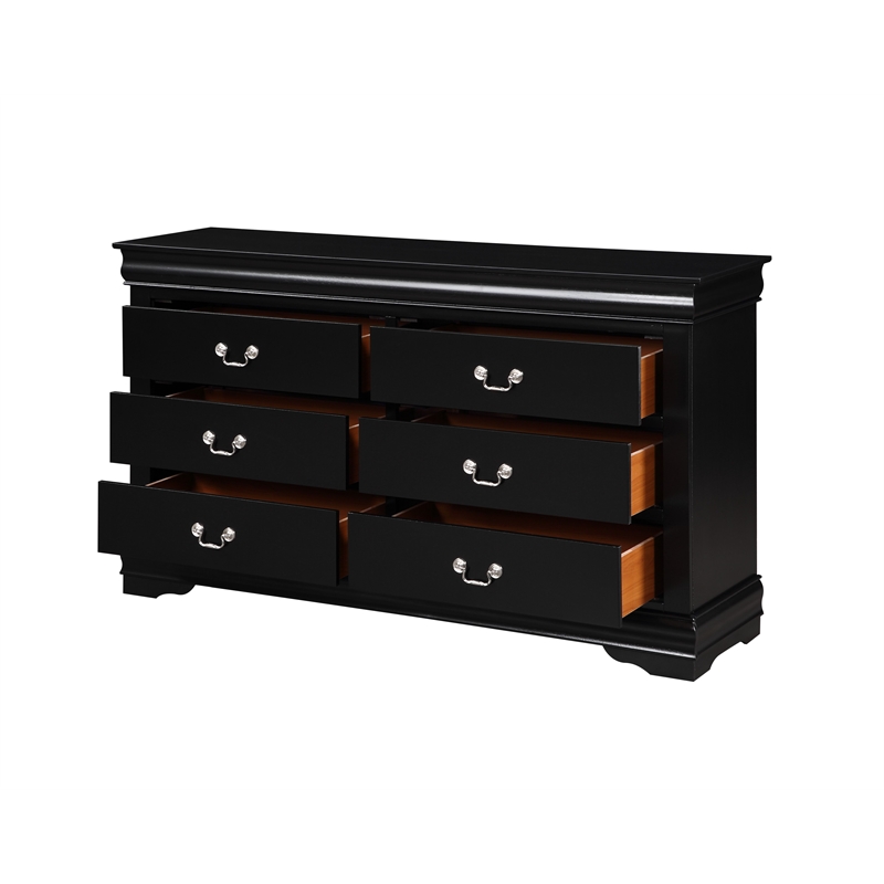 Pemberly Row Modern / Contemporary 6 Drawers Dresser in Black