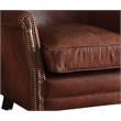Pemberly Row Top Grain Leather Upholstery Accent Chair in Vintage Dark Brown