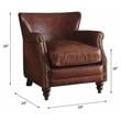 Pemberly Row Top Grain Leather Upholstery Accent Chair in Vintage Dark Brown