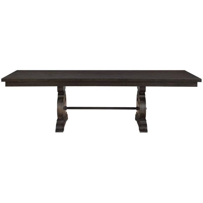 Pemberly Row Rectangular Wooden Dining Table with Leaf in Rustic Walnut