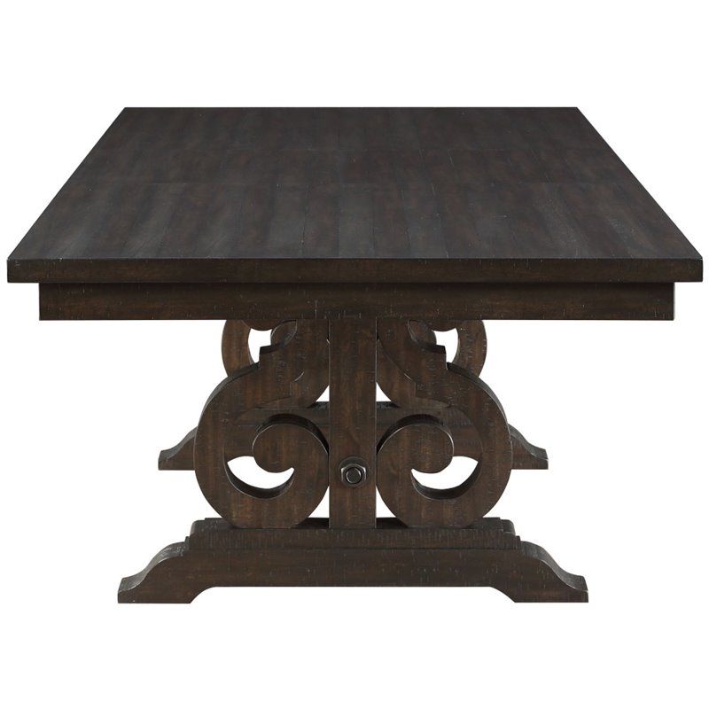 Pemberly Row Rectangular Wooden Dining Table with Leaf in Rustic Walnut