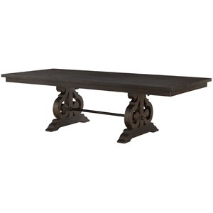 Pemberly Row Rectangular Wooden Dining Table with Leaf in Rustic Walnut