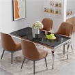 Pemberly Row Dining Table in Stainless Steel and Black Glass
