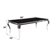 Pemberly Row Dining Table in Stainless Steel and Black Glass