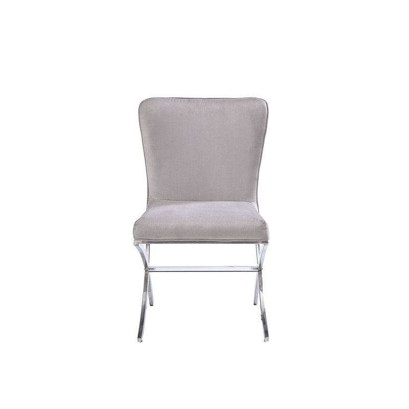 Pemberly Row Contemporary Side Chair Set of 2 in PU and Chrome