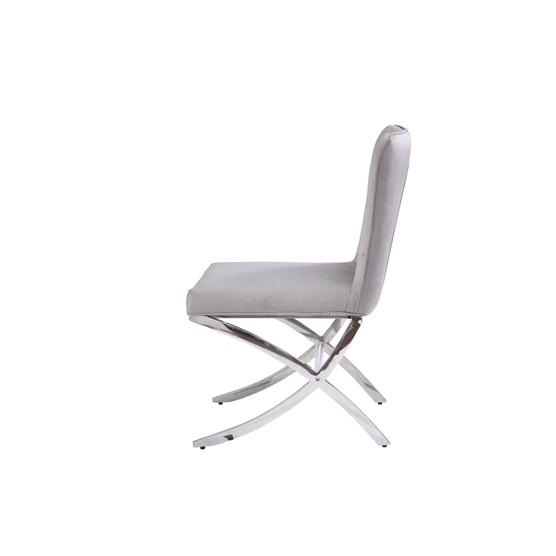 Pemberly Row Contemporary Side Chair Set of 2 in PU and Chrome