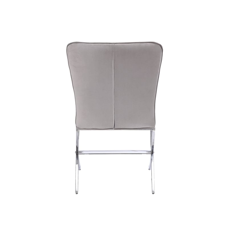 Pemberly Row Contemporary Side Chair Set of 2 in PU and Chrome