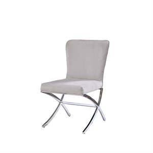 Pemberly Row Contemporary Side Chair Set of 2 in PU and Chrome