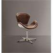 Pemberly Row Leather Upholstery Accent Chair in Retro Brown and Aluminum