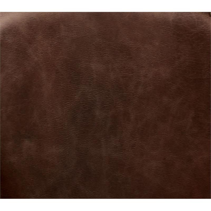 Pemberly Row Leather Upholstery Accent Chair in Retro Brown and Aluminum