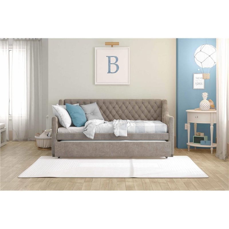 Pemberly Row Modern Wood Twin Daybed and Trundle in Gray Finish