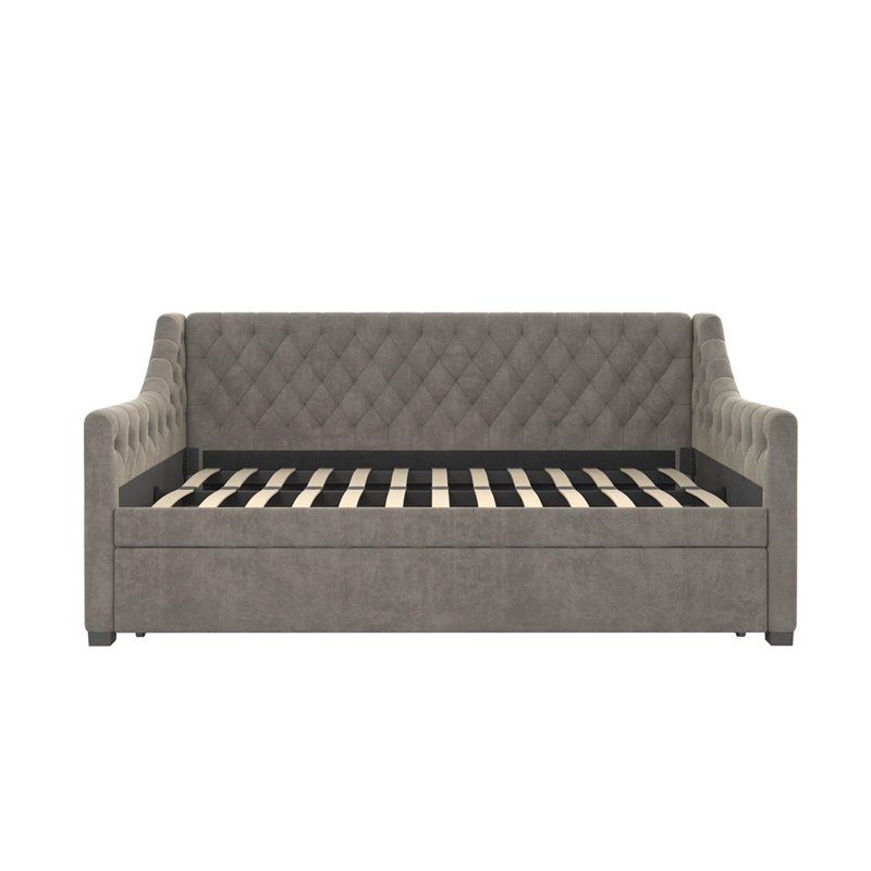Pemberly Row Modern Wood Twin Daybed and Trundle in Gray Finish