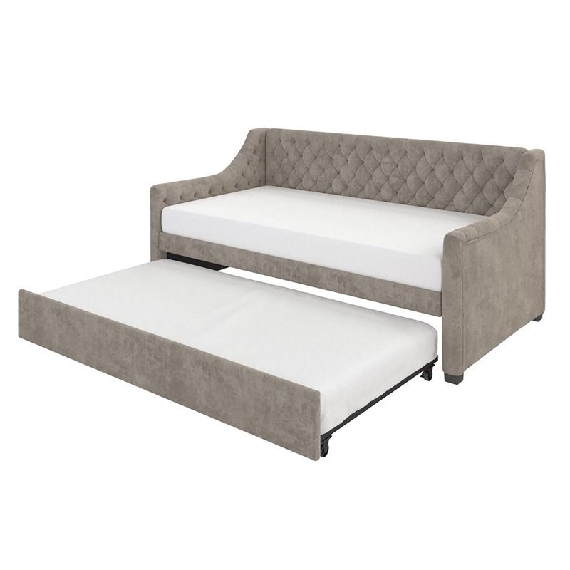 Pemberly Row Modern Wood Twin Daybed and Trundle in Gray Finish