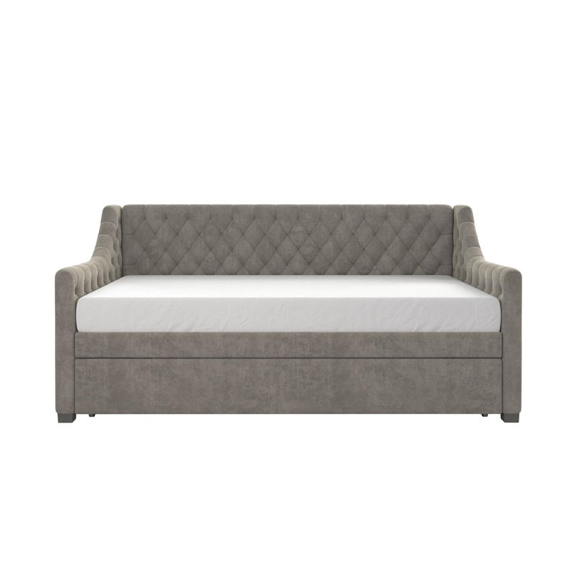 Pemberly Row Modern Wood Twin Daybed and Trundle in Gray Finish