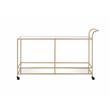 Pemberly Row Rectangular Glass Top Serving Cart in Gold Glass and Mirrored