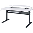 Pemberly Row Wooden Top Gaming Table with USB Port in Black and White