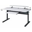 Pemberly Row Wooden Top Gaming Table with USB Port in Black and White