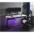 Pemberly Row Wooden Top Gaming Table with USB Port in Black and White