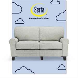 Pemberly Row 61&quot Rolled Arm Loveseat Sofa with Removable Covers Pebble Gray