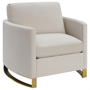 Pemberly Row Contemporary Upholstered Arched Arms Chair in Beige