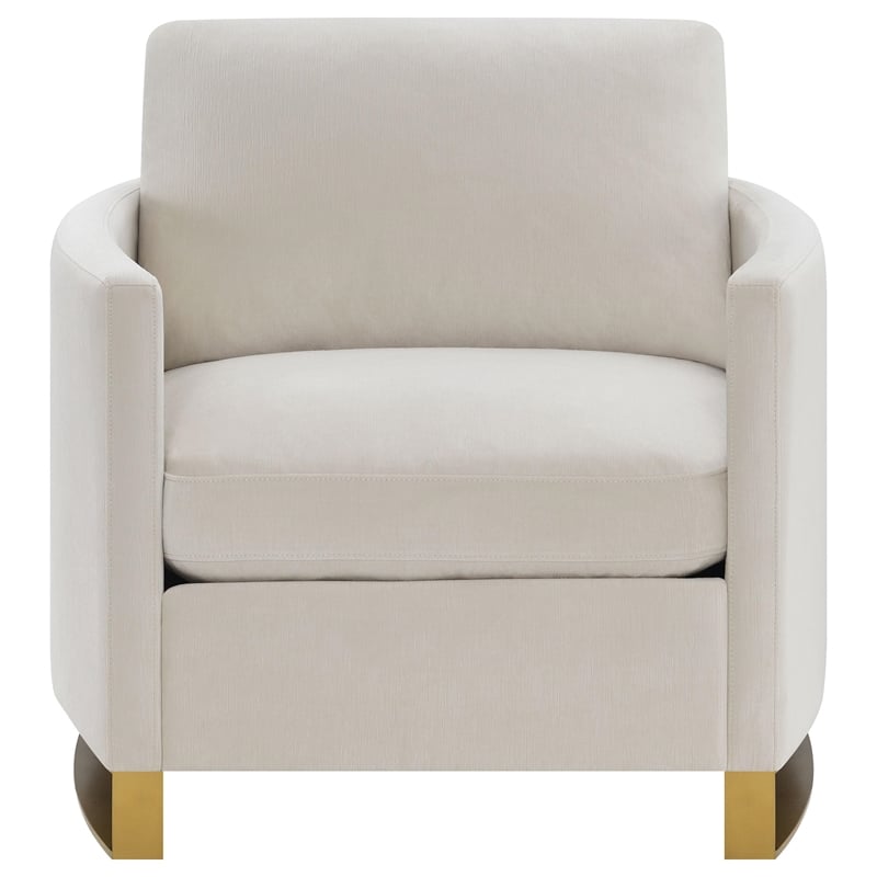Pemberly Row Contemporary Upholstered Arched Arms Chair in Beige