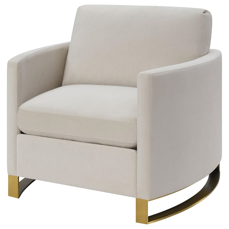 Pemberly Row Contemporary Upholstered Arched Arms Chair in Beige