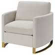 Pemberly Row Contemporary Upholstered Arched Arms Chair in Beige