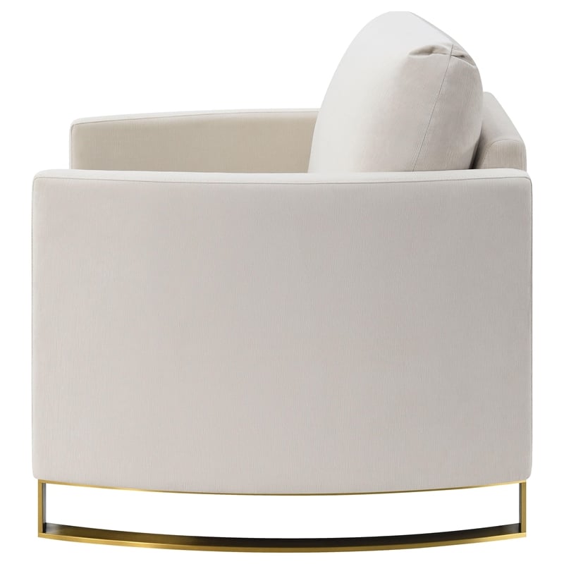 Pemberly Row Contemporary Upholstered Arched Arms Chair in Beige