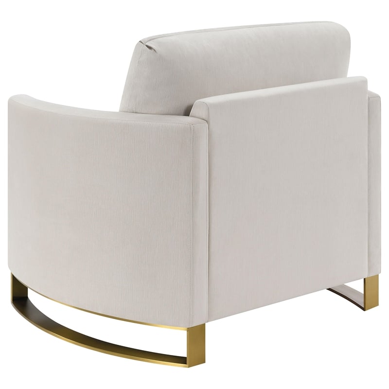 Pemberly Row Contemporary Upholstered Arched Arms Chair in Beige