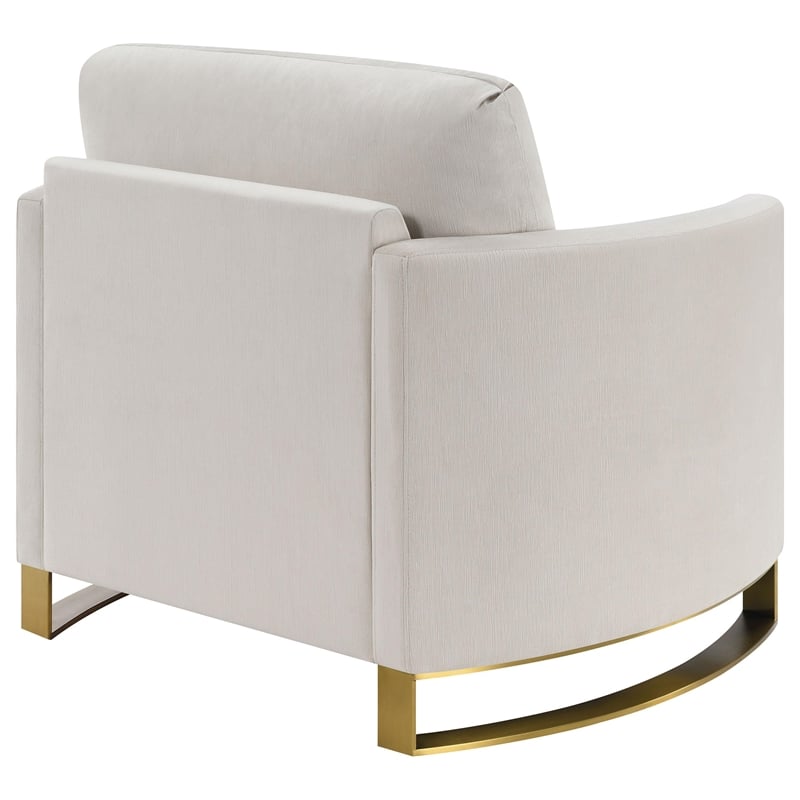 Pemberly Row Contemporary Upholstered Arched Arms Chair in Beige