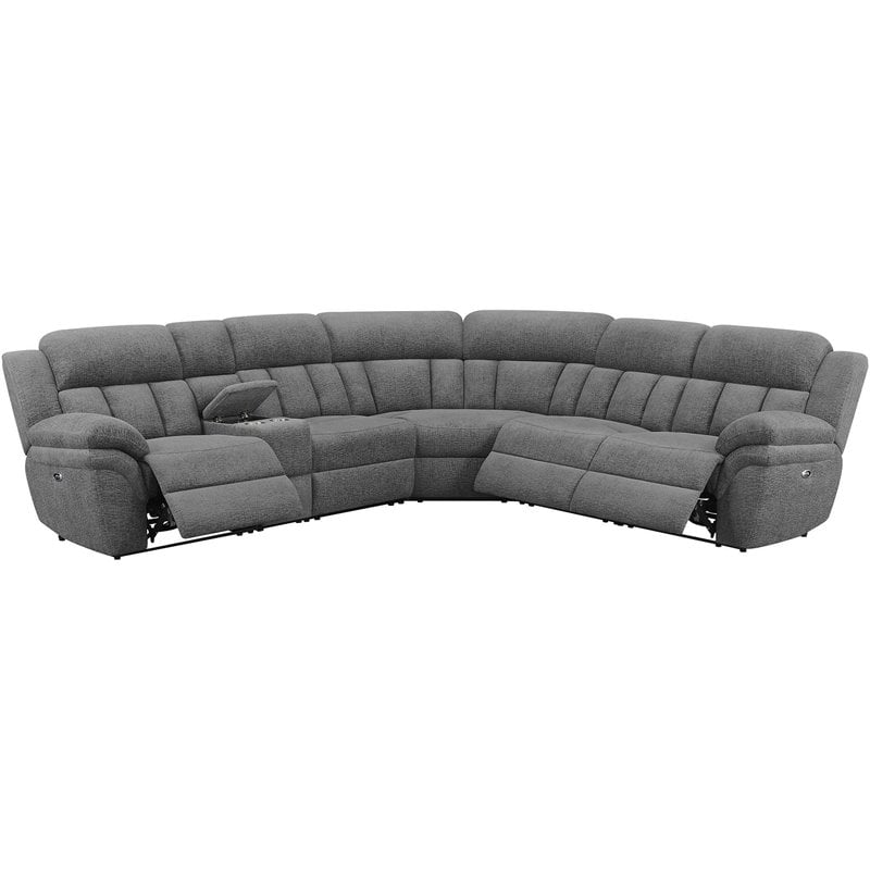 Pemberly Row 6-Piece Upholstered Power Sectional in Charcoal