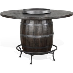 Pemberly Row 54&quot Round Mid-Century Wood Pub Table in Tobacco Leaf