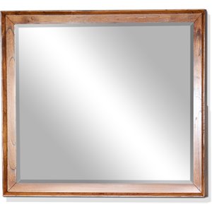 Pemberly Row Modern 42&quot Mitred Solid Wood Mirror in Cinnamon