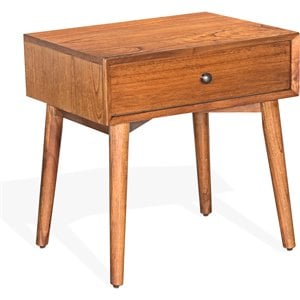 Pemberly Row Modern 24&quot Mitred Solid Wood Night Stand in Cinnamon