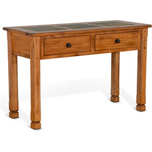 Pemberly Row Modern 48&quot Transitional Wood Sofa Table in Rustic Oak