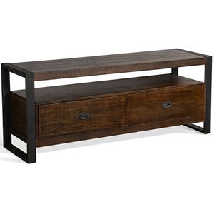 Pemberly Row 64&quot Transitional Wood TV Console in Tobacco Leaf